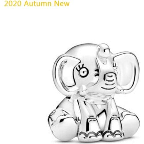Fit Original Pan Bracelets 2020 Autumn New 925 Sterling Silver Beads Plain Silver Elephant Charm Women DIY Fashion Jewelry