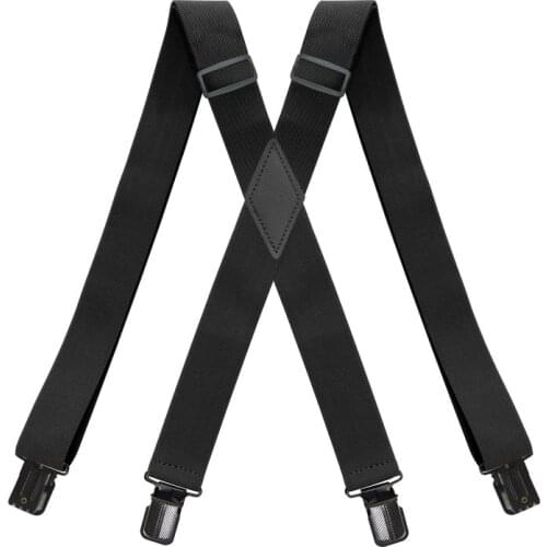 Vintage Mens Work Suspenders 3.5cm Wide X-Shape with 4 Strong Clips Adjustable Elastic Trouser Pants Braces Father Husband Gift