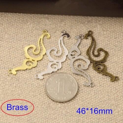 Brass Plated CLOUD Pendant Charm Link Connector, 8 pcs, 46*16 mm, nature organic sf.cloud jjf - Free Shipping