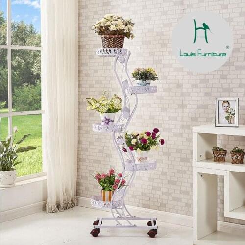 Louis Fashion Plant Shelves wrought iron multi-layer removable push-pull flower rack fleshy balcony living room floor-standing