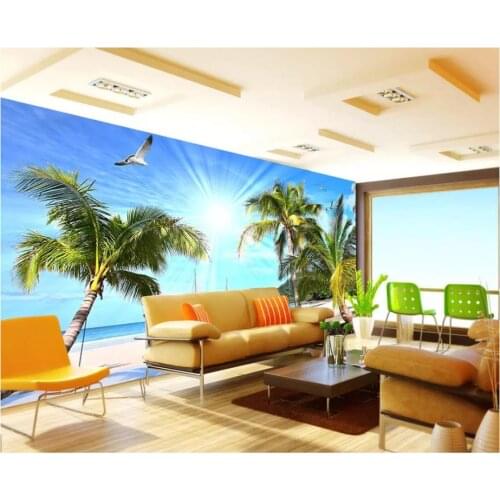 Custom photo wallpaper 3d murals wallpaper for walls 3 d beach seaside landscape tree tv background wall papers home decoration