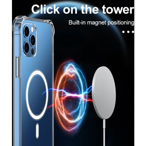 Magnetic Coil Circle Transparent Clear Crystal Silicone Phone Case For iPhone 12 Mini Pro Max Leather Card Shockproof TPU Cover