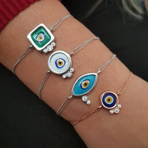 5 Designs Various Color Enamel Lucky Eye Charm Elegance Lovely Girl Women Gift 2021 New Factory Wholesale Fashion Bracelet