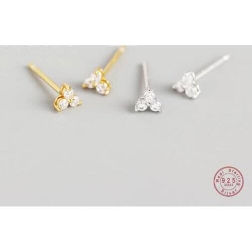 925 Sterling Silver Inlaid Crystal Geometric Clover Stud Earrings Light Luxury Mature Glamour Women Jewelry Accessories