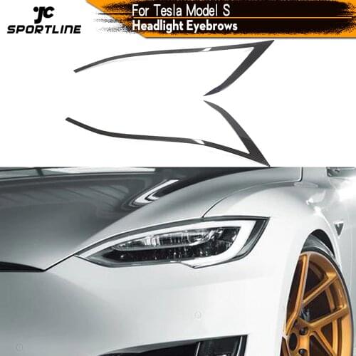 Dry Carbon Fiber Headlight Eyebrows for Tesla Model S 2016 - 2020 Pure Carbon Eyelid Sticker Decoration Trim
