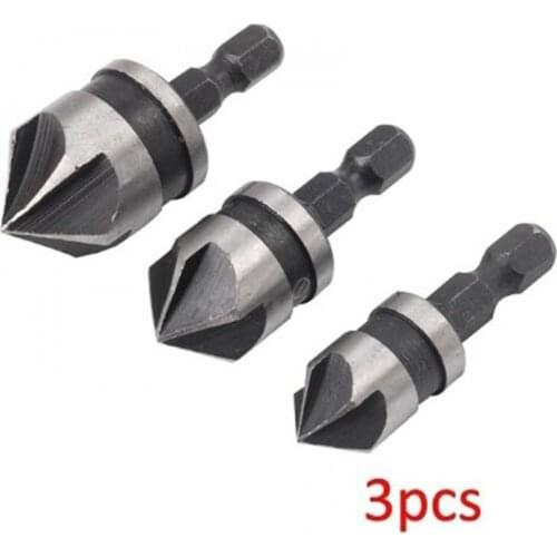 3PCS/SET 90 Degree Hex Shank Drill Bit 12/16/19mm Woodworking Chamfer Counter Sink Chamfering Debur Countersink