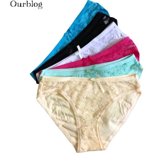 OURBLOG 5 Pcs/lot Woman Underwear Panties Women Cotton Sexy Cute Lace Briefs Ladies Girls Intimates Lingerie For Women