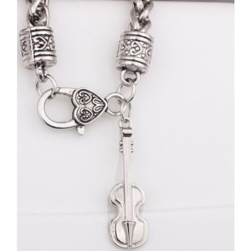 Violin Charm Bracelet ancient bakset chain for Women Jewelry Charm Wristbands B108