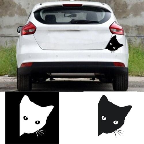 1 PC Cute Cartoon Funny Car Stickers Black White Cats Vinyl Car Window Decal car Accessories