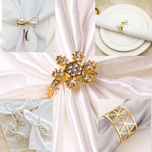 1pcs New Exquisite Pearl Napkin Ring Fashion Party Napkin Ring Pearl Bow Napkin Buckle Metal Napkin Ring Desktop Decoration