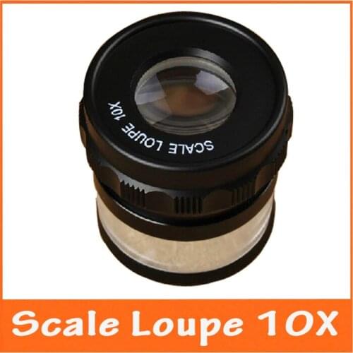 10X Metal Cylindrical Scale Loupe Focus Distance Adjustable Magnifier for Jewelry Appraisal PCB Circuit Boards Magnifying Glass