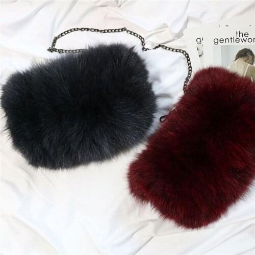 2019 Fashion Natural Fox Leather Bag Color Mix And Match Fur Bag Winter Ladiies Go Out Warm Luxury Chain Bag