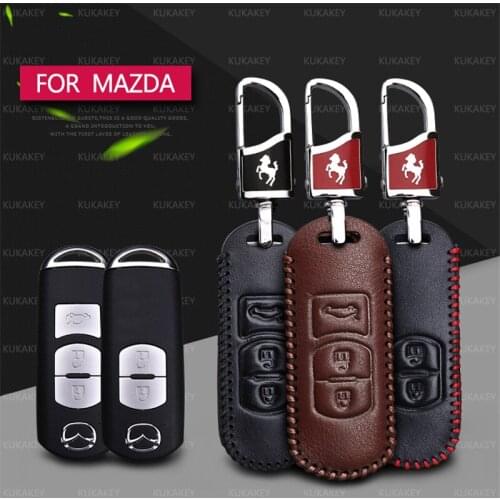 Real Leather Car Accessories Key Fob Cover Case For Mazda 2 3 5 6 CX5 CX3 CX4 CX7 CX8 CX30 RX8 MX5 Atenza Demio Axela Key Chain