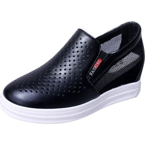 Hollow Out Hidden Heel Loafers Women Platform Sneakers Women Shoes High Heel 6cm Weightlight Plateau Sneaker Woman Casual Shoes