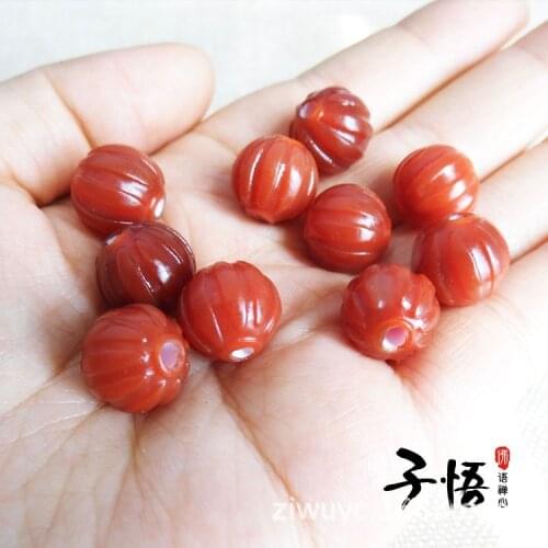 Natural red agate beads DIY bracelet for women pumpkin genuine jadeite jade jewelry bracelet 13pcs/lot women accessories bangles