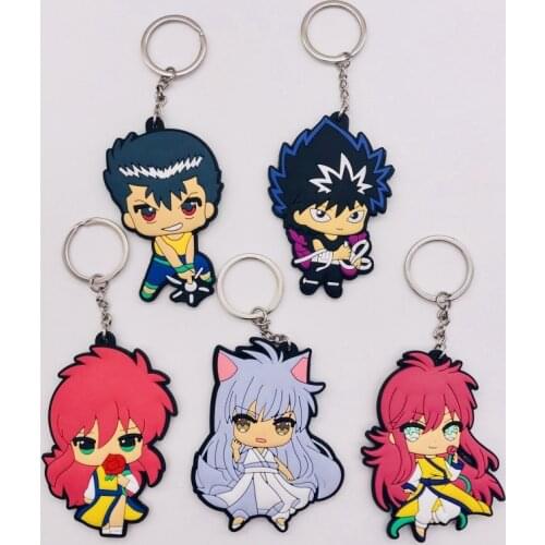 2018 New Arrival Cartoon Figure Keychain Japanes Anime YuYu Hakusho 3D Soft PVC Key Chain Key Ring Kids Key Holder Trinket Gift