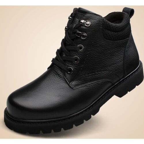 Brand Fashion Men Boots Plus Velvet Genuine Leather Quality Brand Snow Winter Boots Autumn Ankle Men Boots Big Size38-48