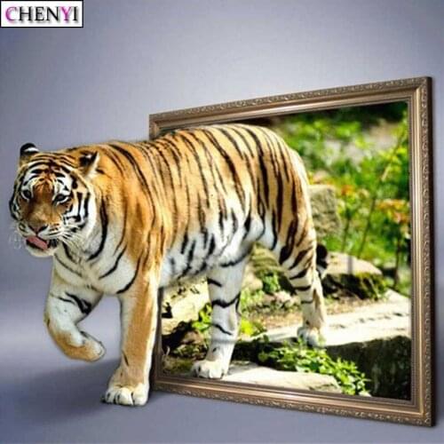 CHENYI 5D DIY Diamond Painting Kit Animal Tiger Full Square Drill Diamond Embroidery Cross Stitch Needlework Mosaic Decor Home