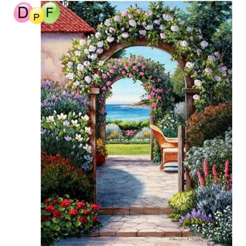 DPF DIY The garden door 5D wall painting diamond masaic kit home decor diamond painting cross stitch crafts diamond embroidery