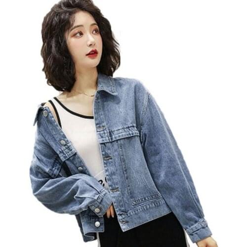 Embroidered Letters Denim Jackets Female Outerwear New Apring Fall Jacket Lady Long-Sleeved Cowboy Jackets Short Overcoat Women