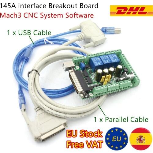 EU Free VAT)MACH3 LPT Port A145 Breakout Board Controller for CNC Engraving Router Milling/CNC Lathe/CNC Plasma Cutting Machine