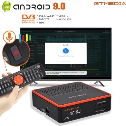 GTMEDIA GT Combo, Android 9.0 TV BOX Quad Core 3D 4K Ultra 4K Dual WiFi 2.4/5 GHz Smart TV BOX DVB-S2X/T2/C Satellite Receiver
