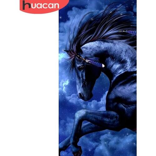 HUACAN 5D Full Square Round Diamond Painting Horse Cross Stitch Kit Diamond Embroidery Animal Mosaic Home Decor