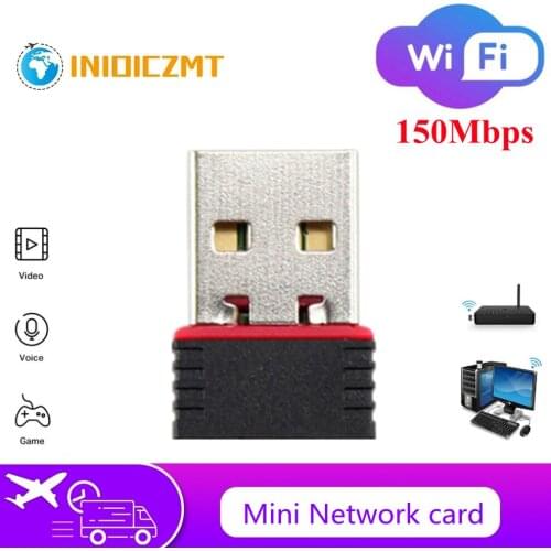 INIOICZMT Wireless Mini USB Wifi Adapter 802.11N 150Mbps USB2.0 Receiver Dongle Network Card For Laptop TV BOX Wi-Fi Receiver