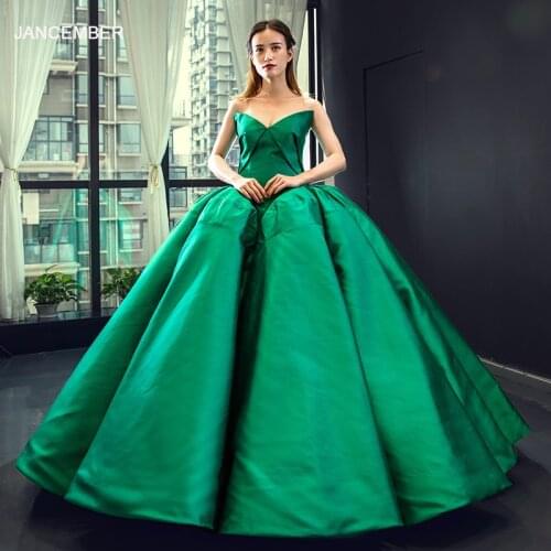 J66858 Jancember Green Quinceanera Dress 2020 Strapless Satin Sweet Sixteen Prom Ball Gowns Quinceanera Robes 2020 Siknie Balowe