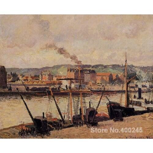 Oil Paintings by Camille Pissarro Morning, Rouen, the Quays Hand painted Art Reproduction High quality