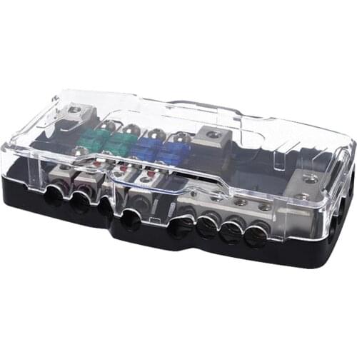 Mini ANL Fuse Holder 2 in 4 out Power Distribution Block Zinc Alloy and PC Protect Electrical Appliances for Car Audio Stereo