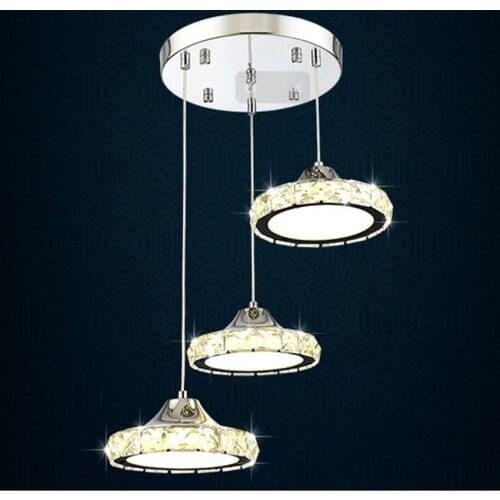 Fashion LED restaurant lights crystal restaurant chandeliers three modern simple round living room dining room bar table dining