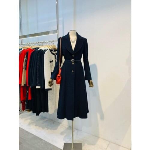 2021 high-end winter new coat fashion trendy temperament professional chic long Lapel skirt cashmere coat women