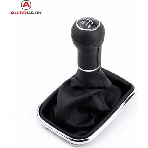 New 6 Speed Gear Shift Knob Gaitor Boot Black PU Leather for VW Golf Bora Jetta MK4 1999-2004