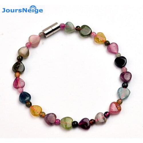 Wholesale Natural Tourmaline Stone bracelet DIY fashion Jewelry Tourmaline Crystal Heart Shape Beads Bracelet for Women Jewelry