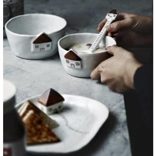 Поднос тарелки ттарелки для еды Dim Sum Plate Breakfast Handmade Tableware Hand-Painted Coarse Pottery Lovely House Bowl