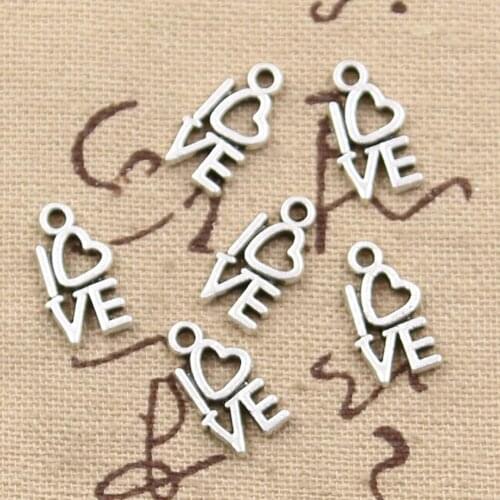 50pcs Charms Love Heart 12x9mm Antique Bronze Silver Color Pendants Making DIY Handmade Tibetan Bronze Silver Color Jewelry