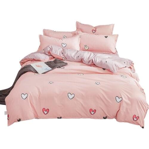 Four-Piece Quilt Cover Bedding Girls Heart Dormitory Bed Sheet Three-Piece Student Bedding Single Minimalist Printing Quilting