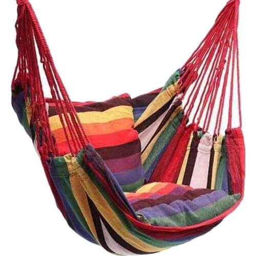 Portable Hammock Chair Canvas Bed Hammocks Garden Swing Hanging Leisure Lazy Rope Chair Swing Indoor Bedroom Seat Camping