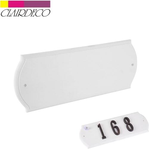 Rectangular White Address Plaque Door Number Plate Garden House Number Plate Outdoor Signs Plaque Pine and foaming House Addre