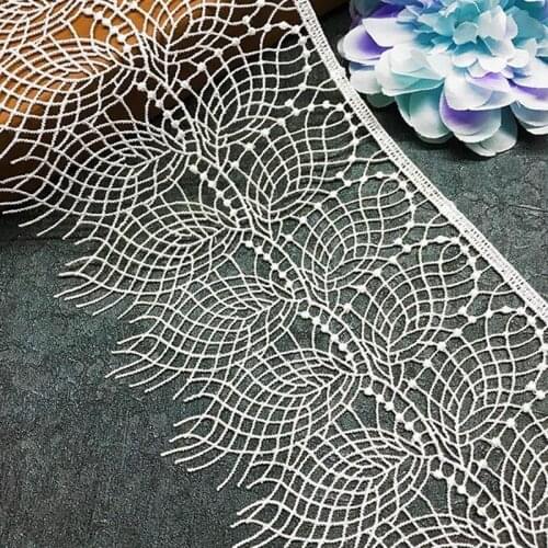 1 Yard Eyelash 110mm Wide Lace Trim Fire Embroidered Fabric Sewing Weaving Ribbon Skirt Apparel Trims Grid Applique