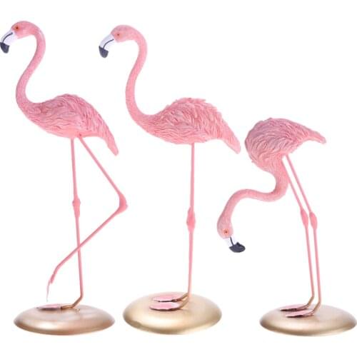 PINK RESIN ANIMAL BIRDS FLAMINGO FIGURINE ORNAMENT MINIATURES TABLETOP ORNAMENT HOME CENTERPIECE