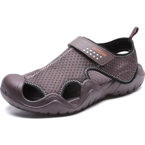 Men Summer Classical Sandals Mesh Upper Fishman Breathable Quick Drying Closed Toe Velcro Shoes 2021 39-48 New Brand Designers