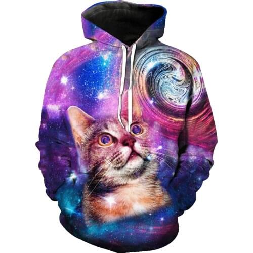 2020 new cute cat hoodie unisex 3D printed sweatshirt mens casual hooded pullover