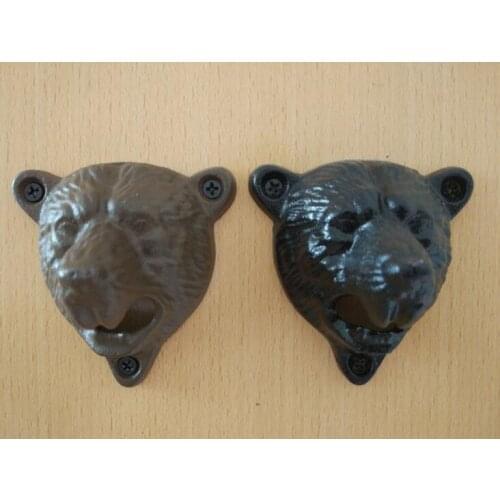 20pcs/lot VINTAGE CAST IRON WALL MOUNTED BEER BOTTLE OPENER ANTIQUE OLD STYLE Solid BEAR HEAD Bottle Openers W Screws