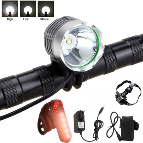 Waterproof Front Bike Light 2 in 1 Biycle Lamp 3 Mode MTB Cycling Flashlight with 6400 mAh Battery Pack+Headband+Charger
