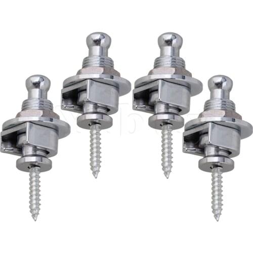 Yibuy 4x Chrome Skidproof StrapLock Pins For Guitar