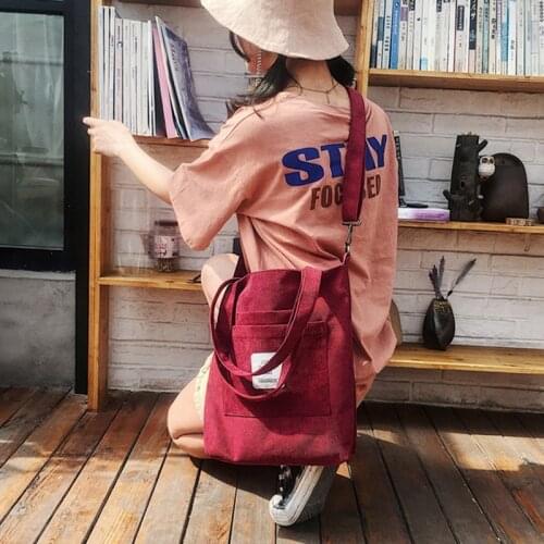 Multi Pocket Women Corduroy Hobo Bucket Crossbody Bags Large Capacity Vintage Work Shoulder Handbag Casual Student Book Purse