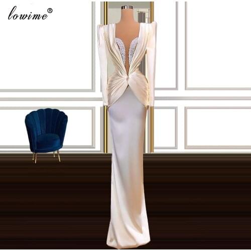 Middle East Formal Evening Dresses Mermaid Long Sleeves Red Carpet Dresses For Women 2020 Simple Wedding Party Dresses Vestidos