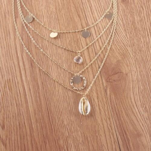 Bohemian Fashion Shell Necklaces & Pendants for 2019 Vintage Multilayer Choker Necklace Women Collier Femme Collares Jewelry A30